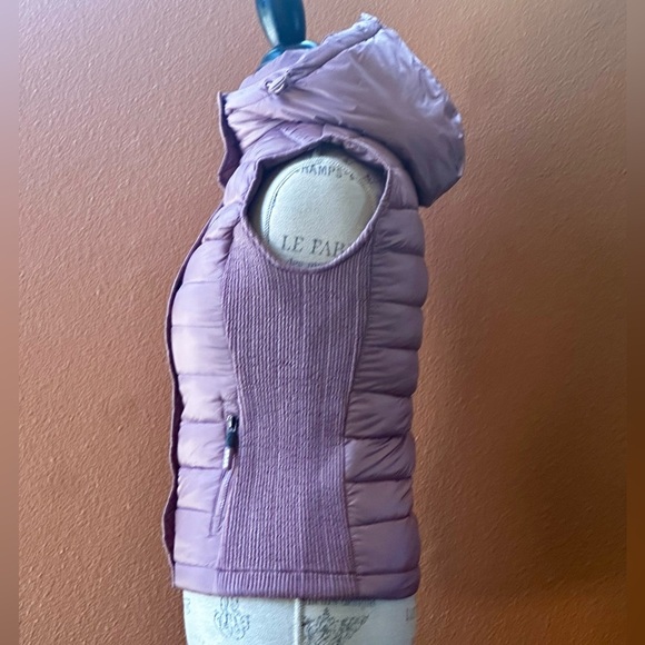 Superdry “Luxe Fuji” Hooded Double Zipper Vest Shimmer Pink Extra Small Like New - Picture 7 of 15